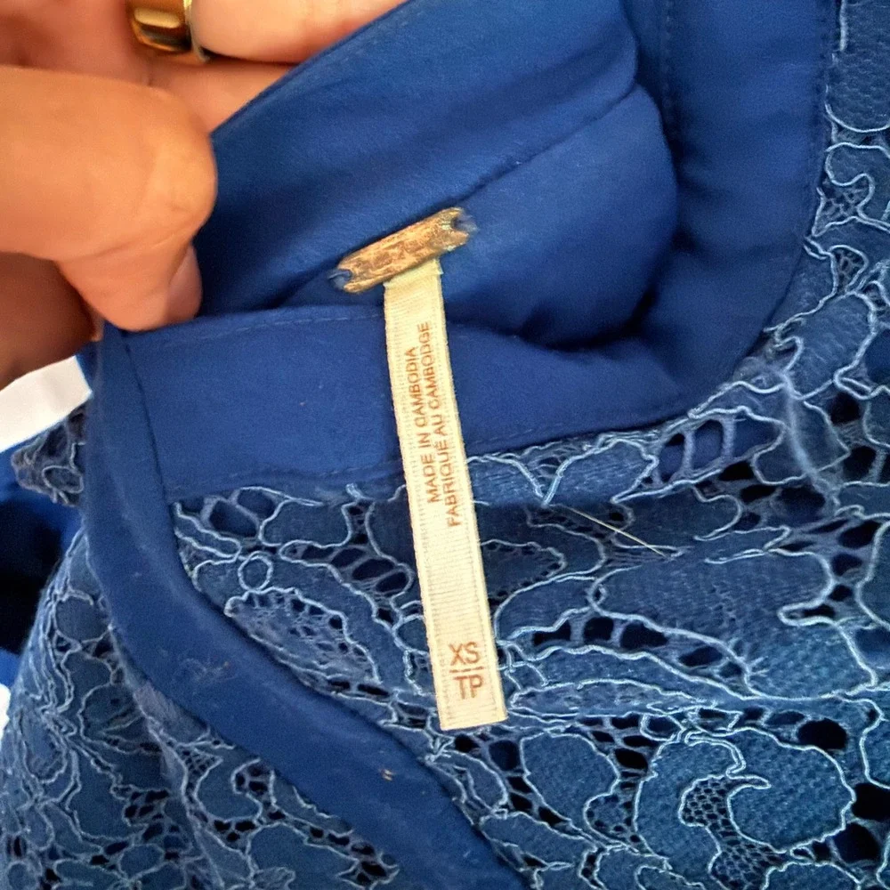 Free People Blue Lace Mini‎ Dress Open Back Size XS Romantic Wedding Guest